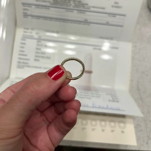 14K Yellow Gold Diamond Band- Textured Heart Edge- Appraised at $1,650 - Picture 3 of 5